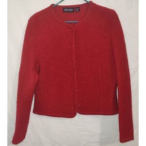 Lands' End Vintage 100% wool cardigan Size 12 Red